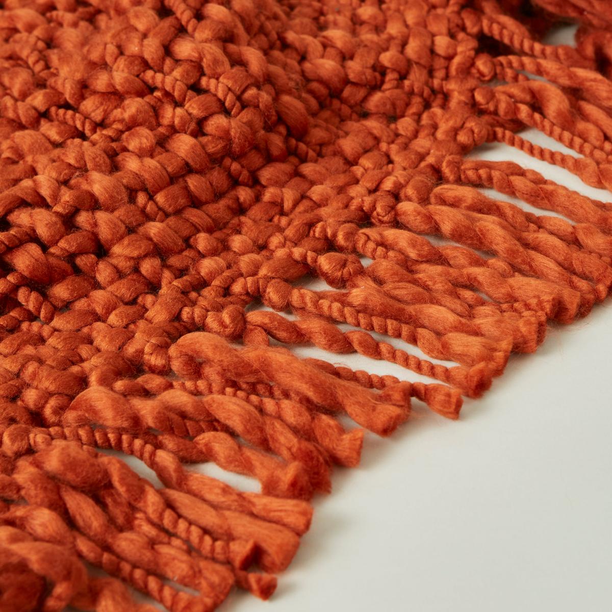 Freya Chunky Knit 130cm x 180cm Throw Orange – image 5