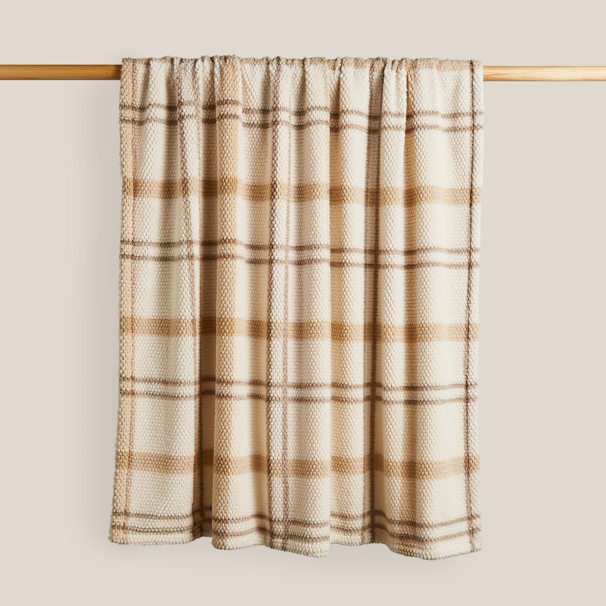 Mono Bubble Check Sherpa 130x180 Throw Natural – image 2