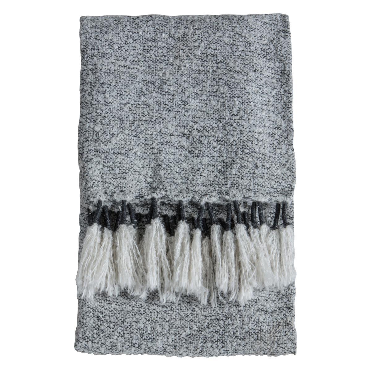 Woven Wrap Tassel 120cm x 170cm Throw Grey – image 2