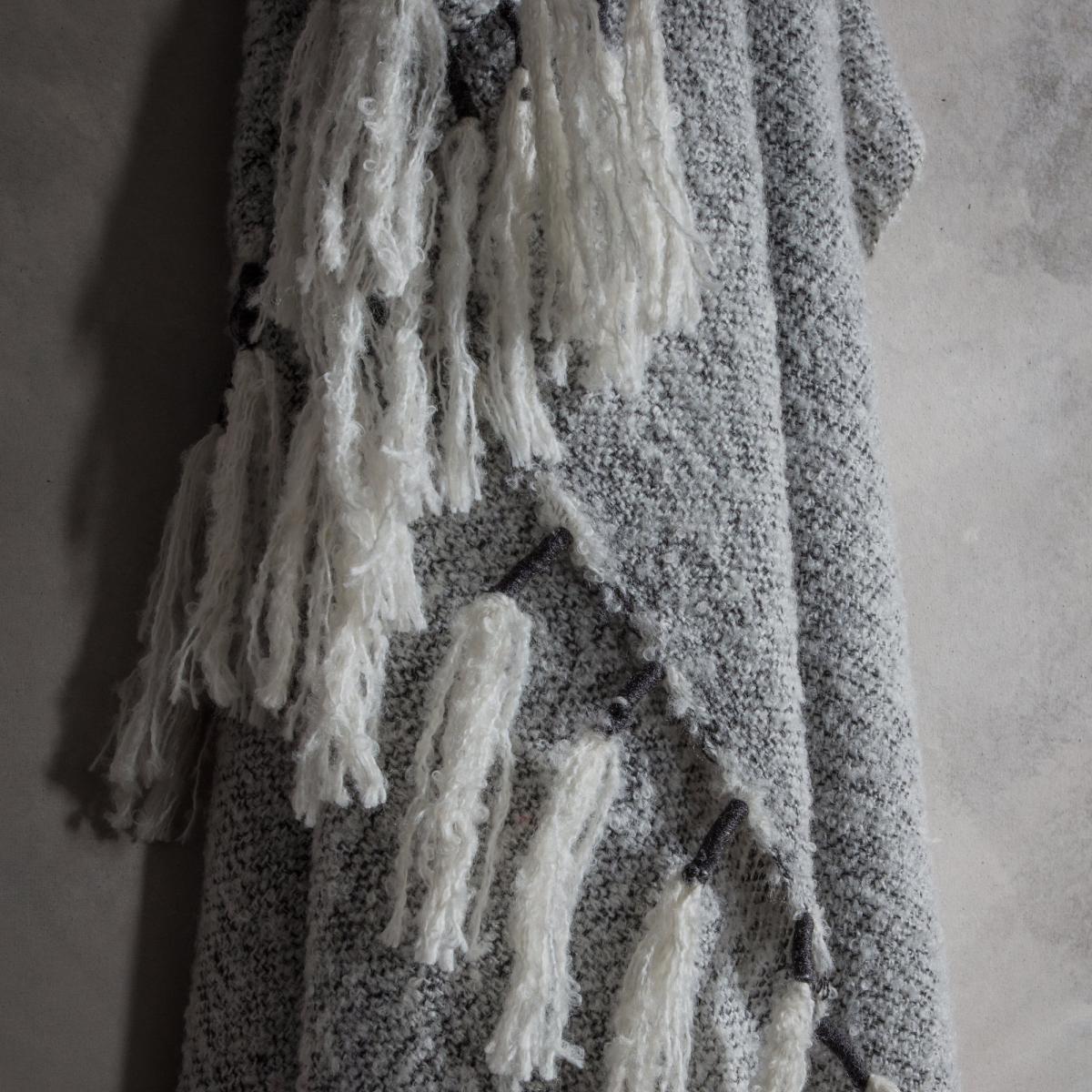 Woven Wrap Tassel 120cm x 170cm Throw Grey – image 4