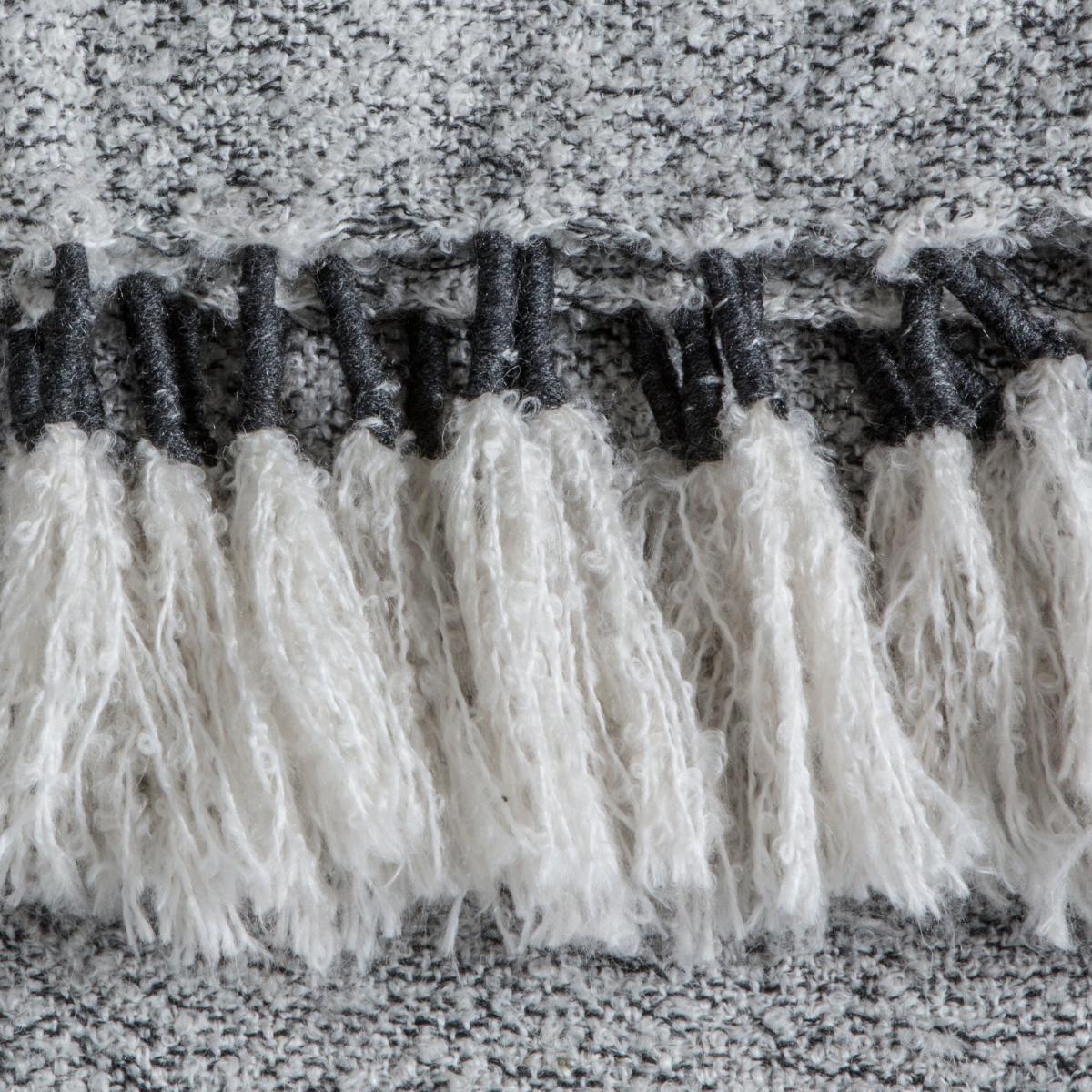 Woven Wrap Tassel 120cm x 170cm Throw Grey – image 5
