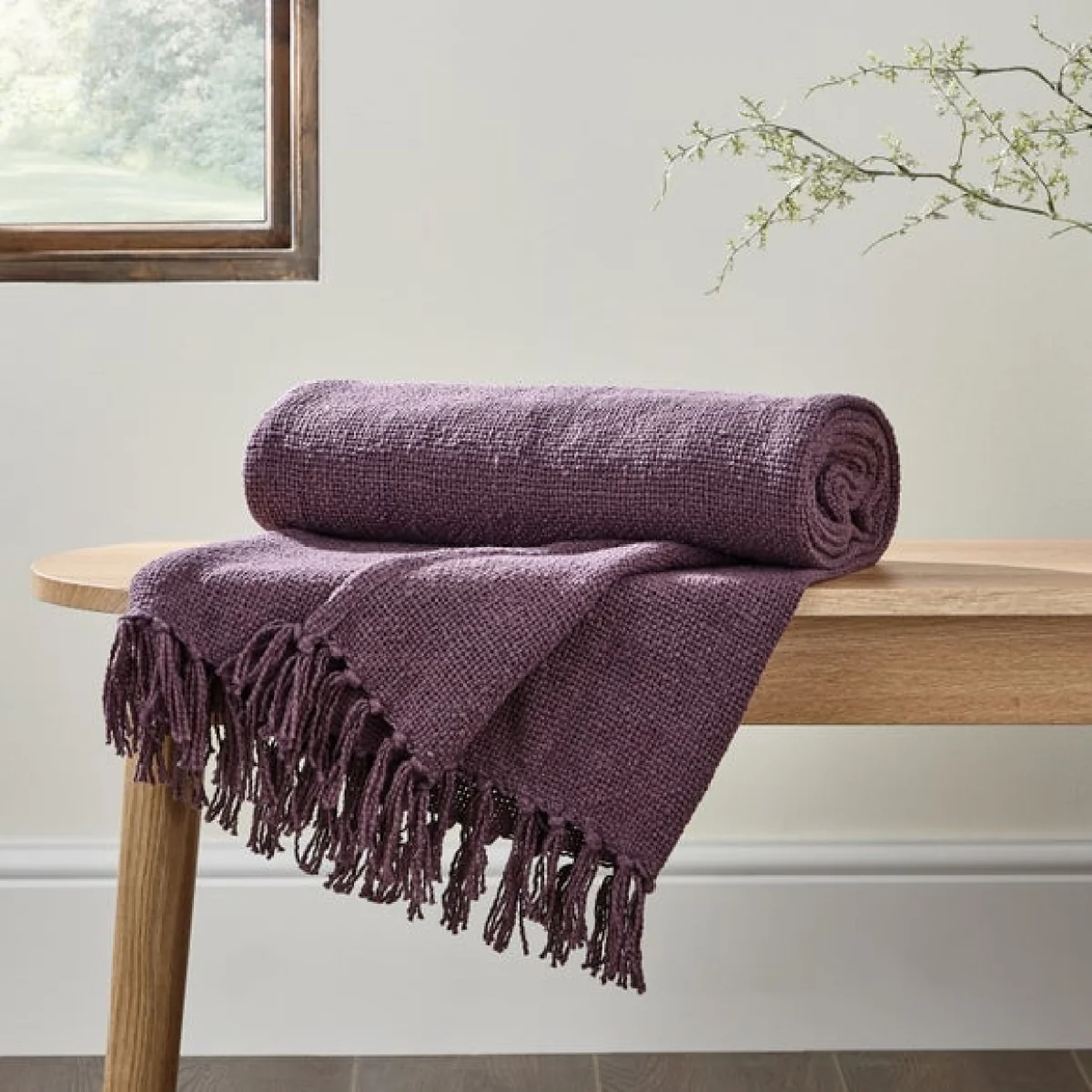 Aris Cotton Weave 130cm x 180cm Throw Purple – image 1