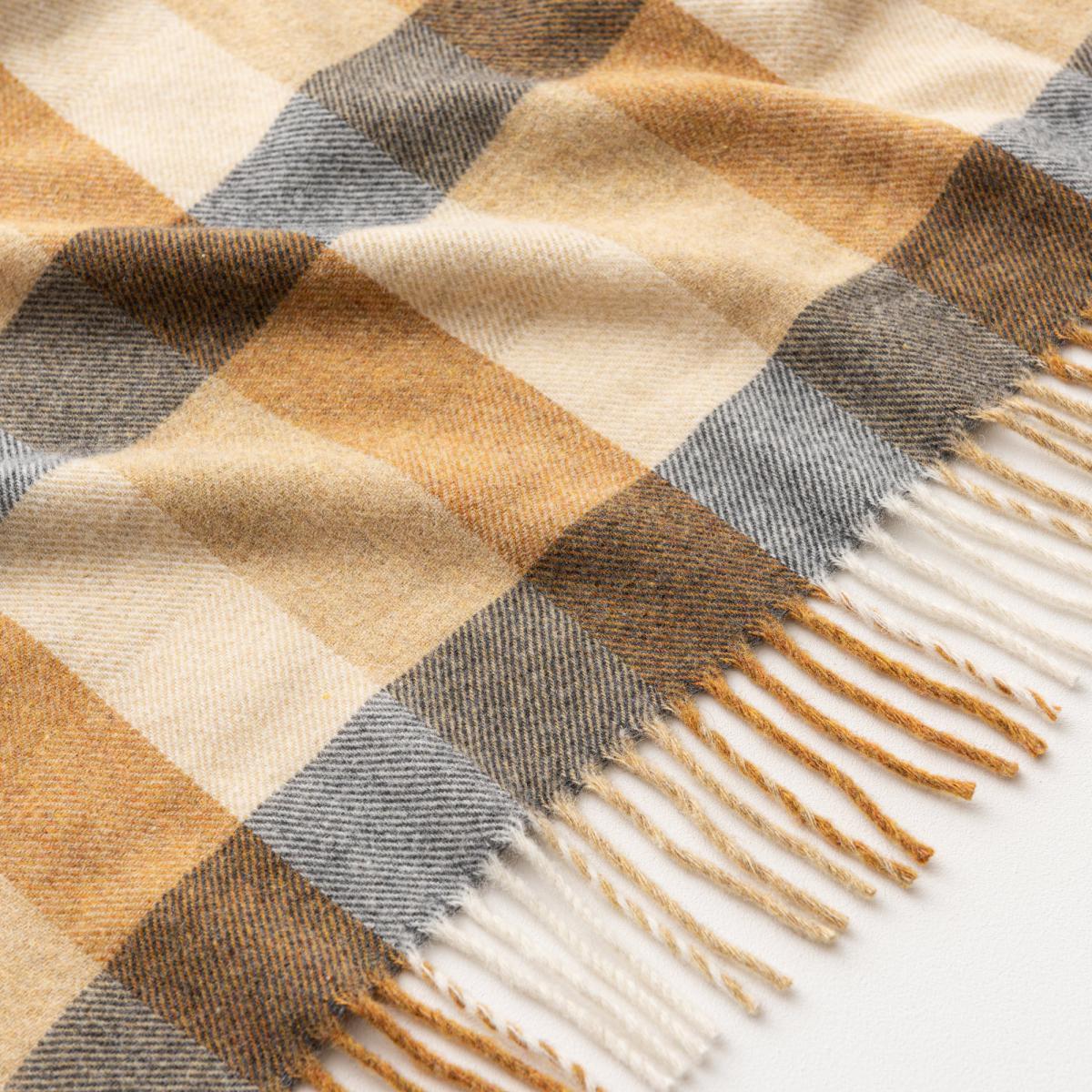 Ochre Watson Wool Check Throw Yellow/White – image 3
