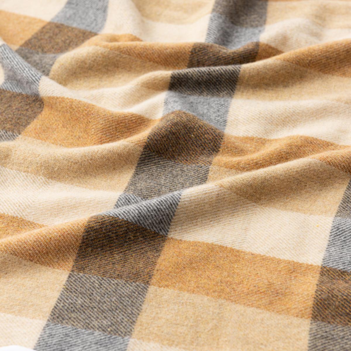 Ochre Watson Wool Check Throw Yellow/White – image 4