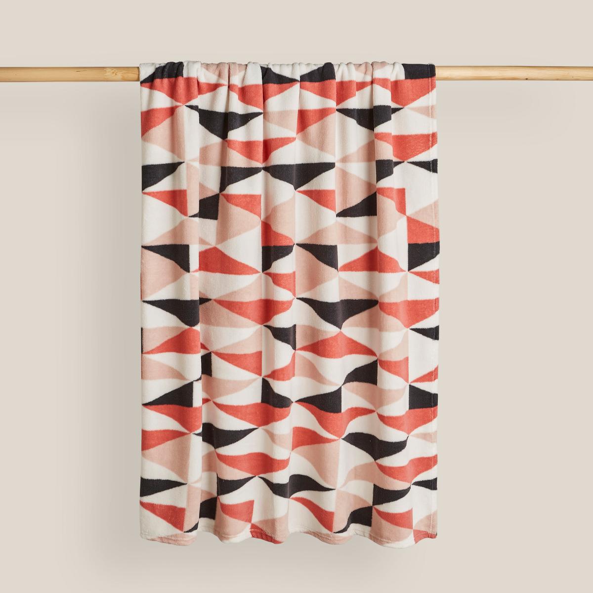 Pink Diamond Fleece Throw Pink/White/Black – image 2