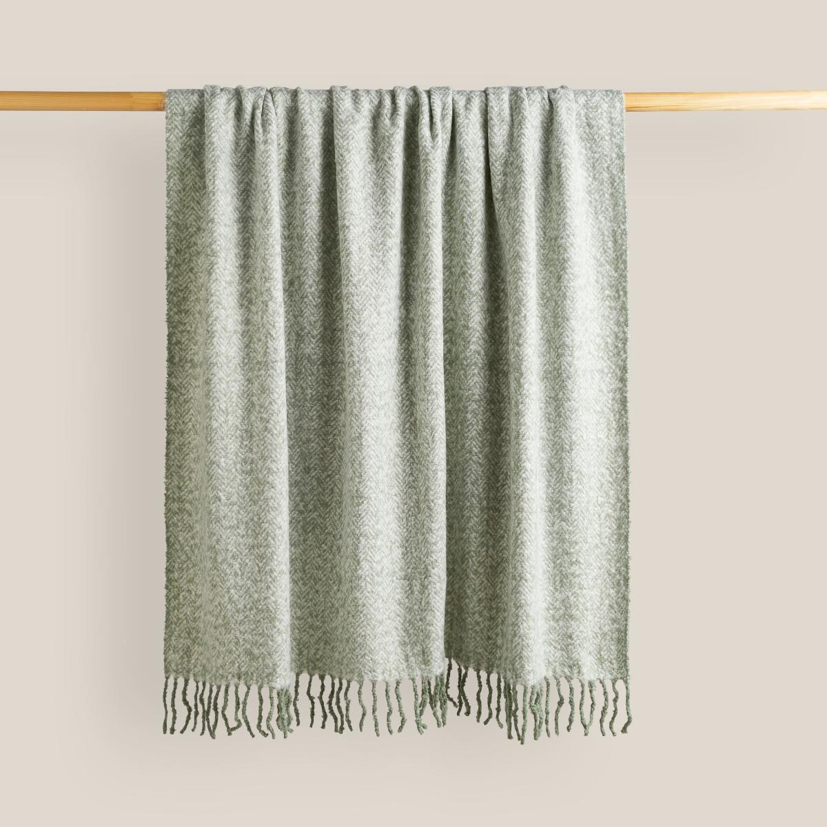 Herringbone Woven Throw Green – image 2