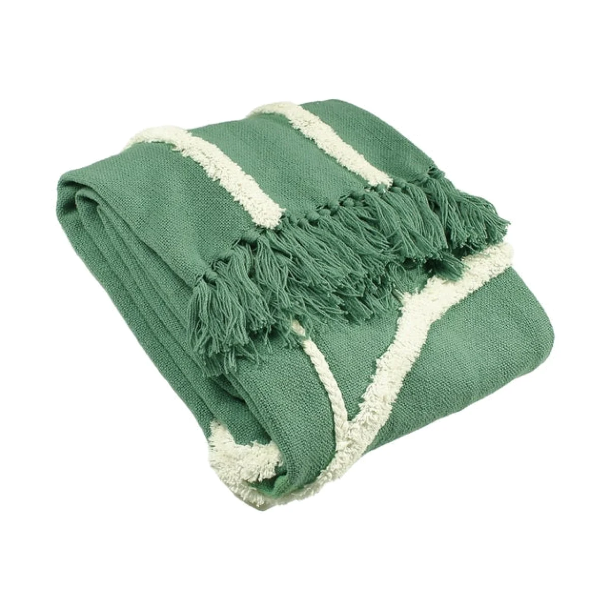 Rainbow Tufted 130cm x 150cm Throw Green/White – image 1