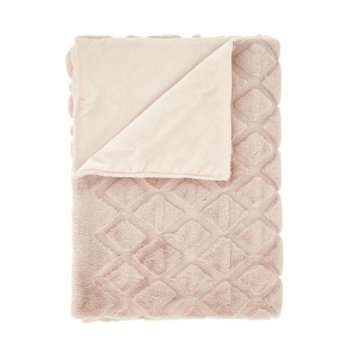 Catherine Lansfield Cosy Diamond 130cm x 170cm Throw Blush – image 4