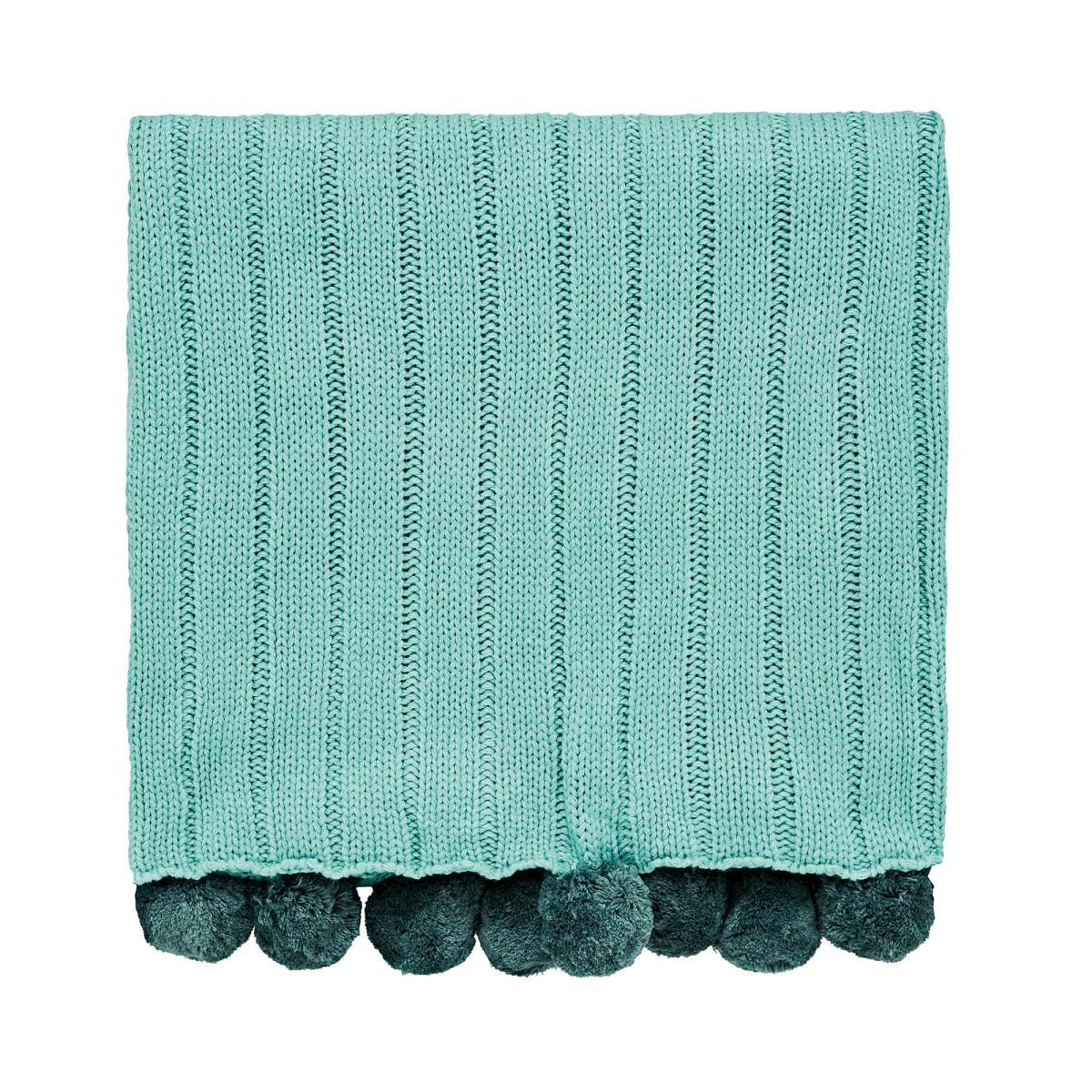 Helena Springfield Liv Tolka Teal Pom Pom Knitted Throw Teal (Blue) – image 3