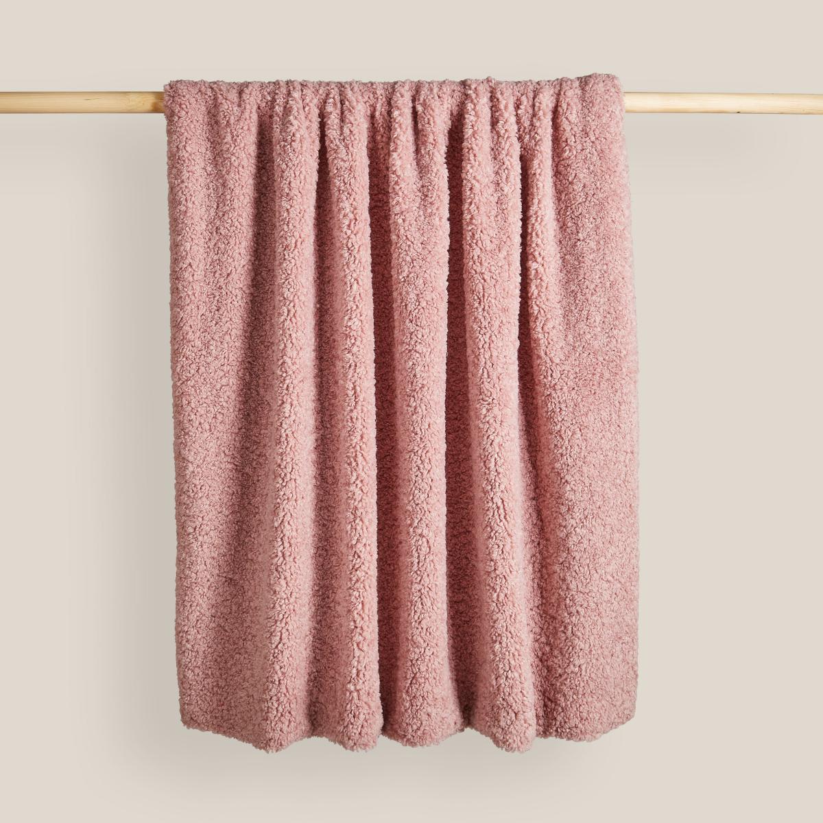 Borg Wool Look Throw Pink – image 2