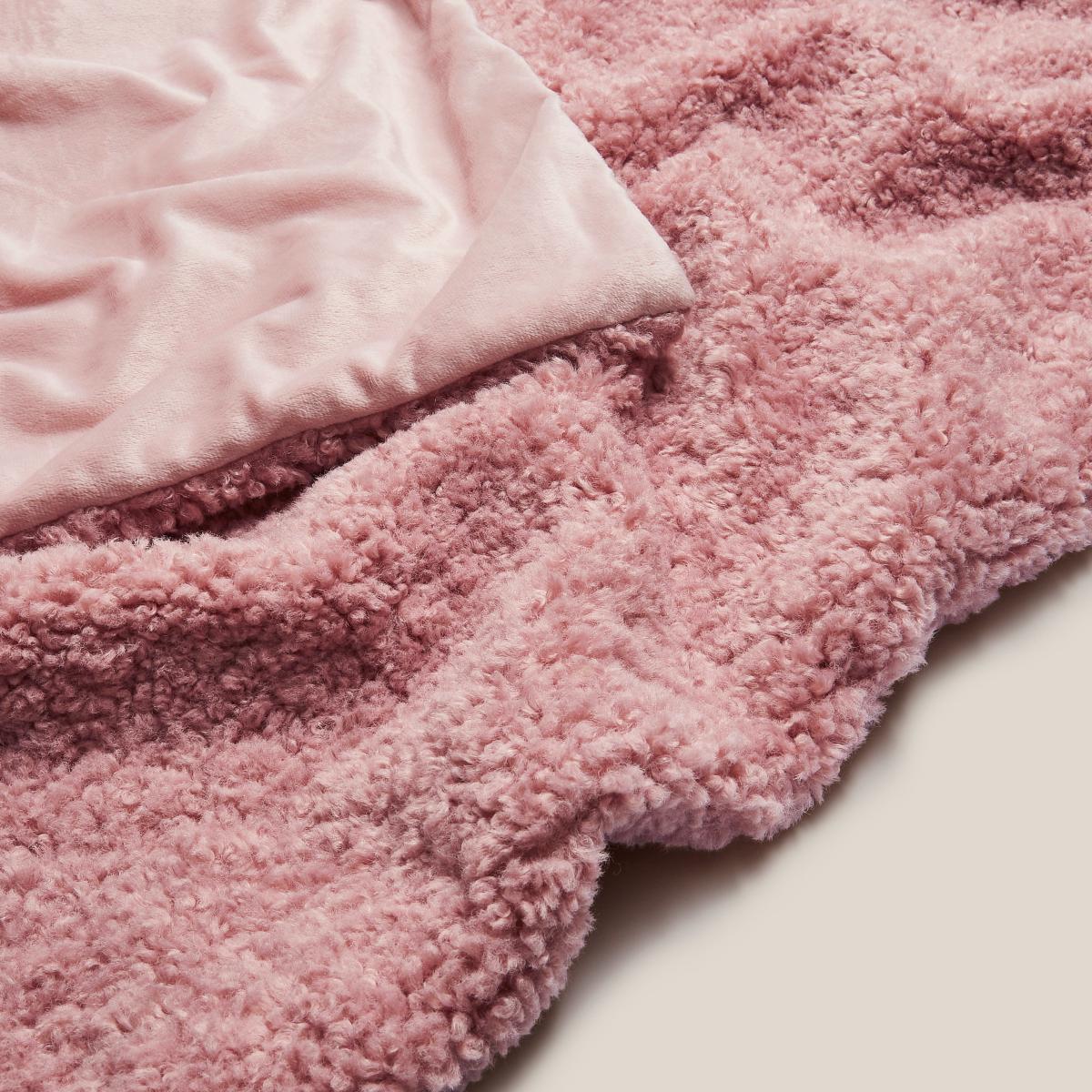 Borg Wool Look Throw Pink – image 3