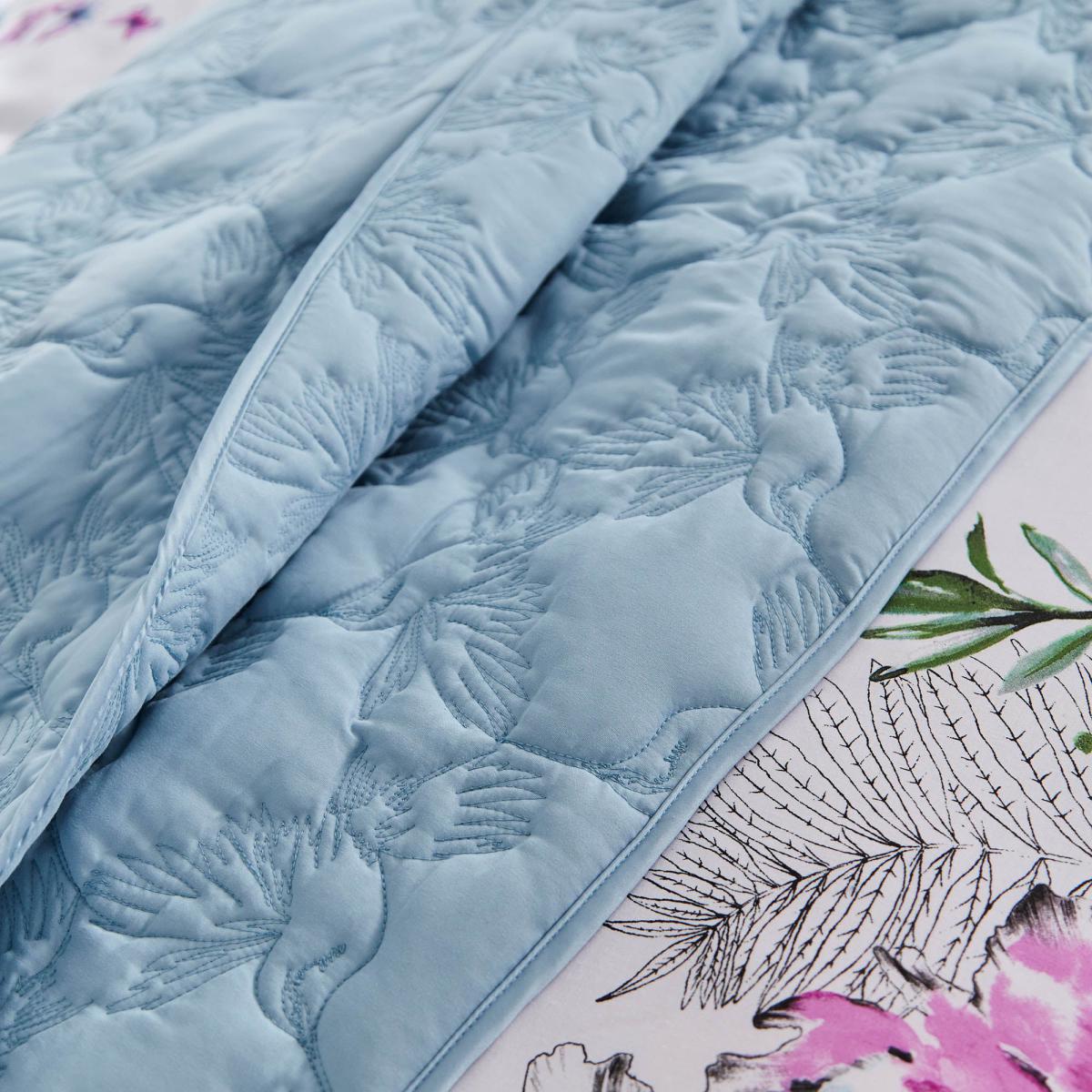 Heavenly Hummingbird Quilted Duck Egg Bedspread Duck Egg (Blue) – image 2