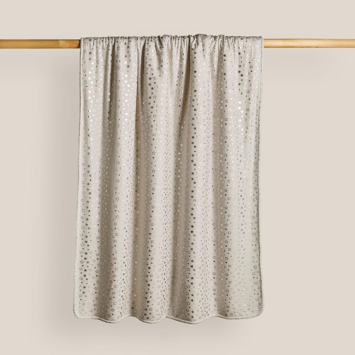 Grey Star Foil Printed Sherpa Blanket Grey – image 2