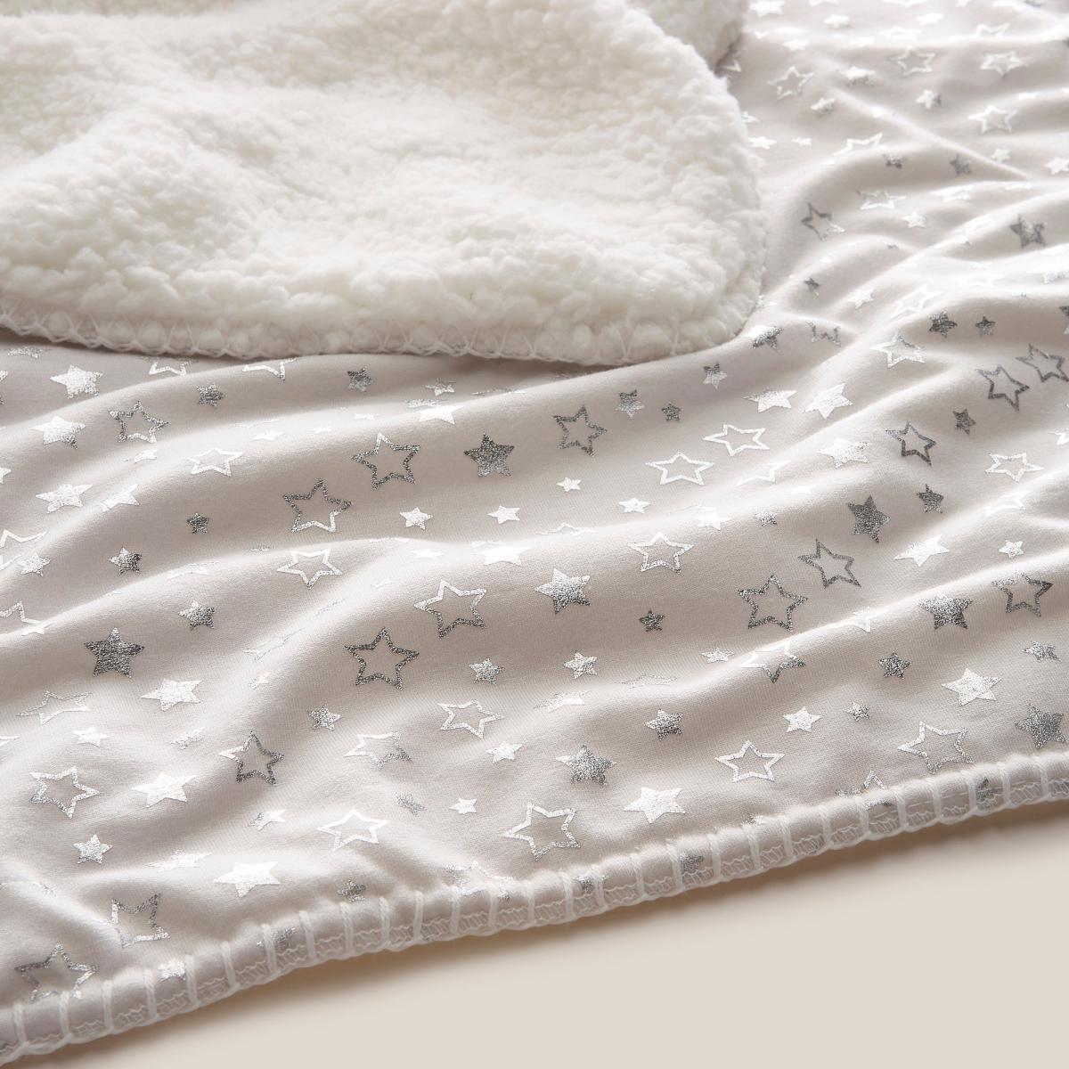 Grey Star Foil Printed Sherpa Blanket Grey – image 3