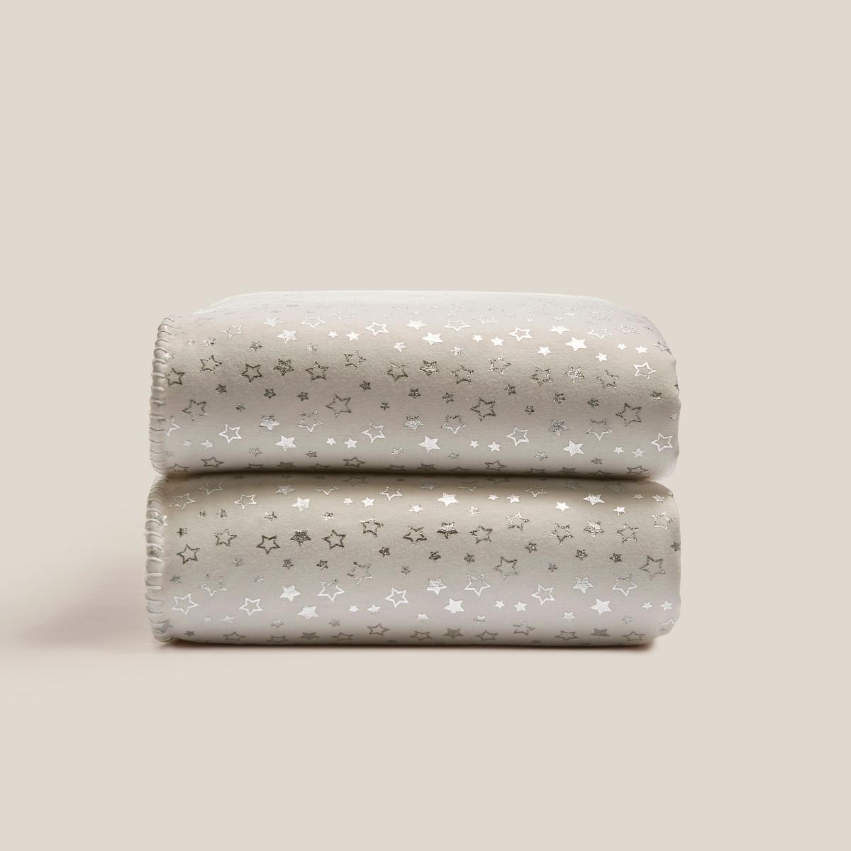 Grey Star Foil Printed Sherpa Blanket Grey – image 4