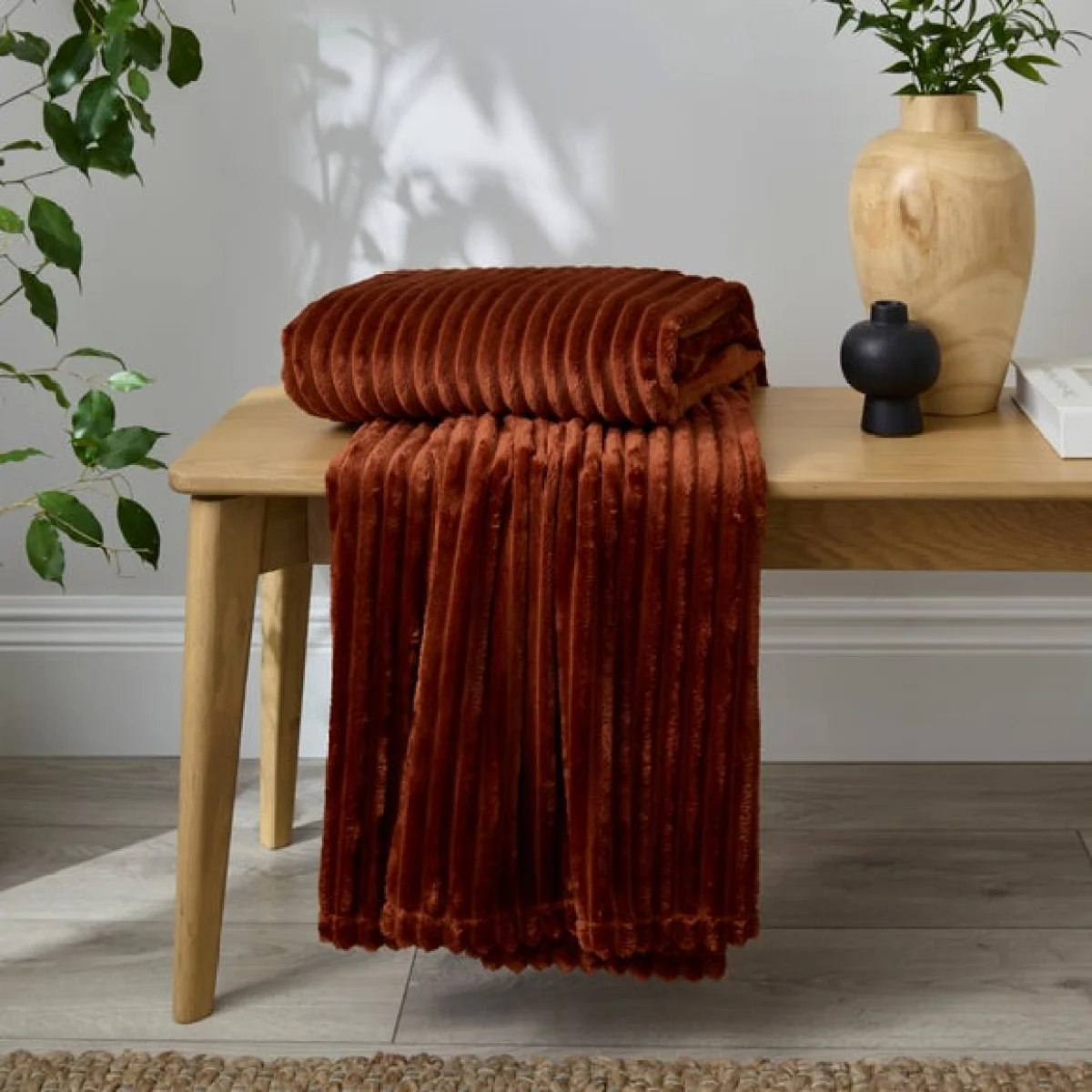 Ribbed Fleece Throw Blanket 200cm x 200cm – image 1