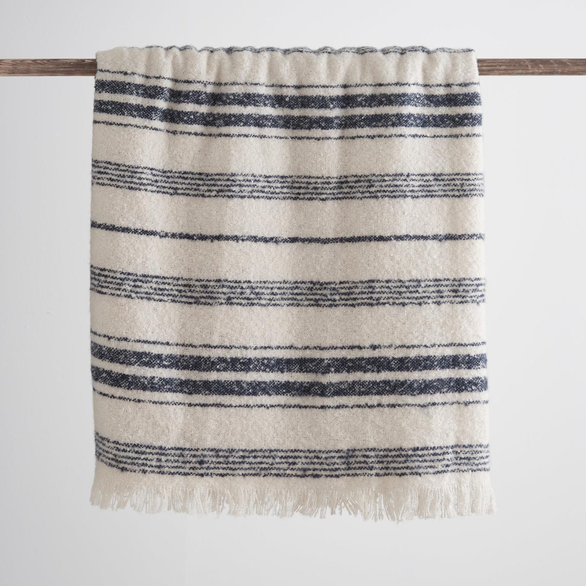 Stripe Boucle Navy Throw Navy – image 2
