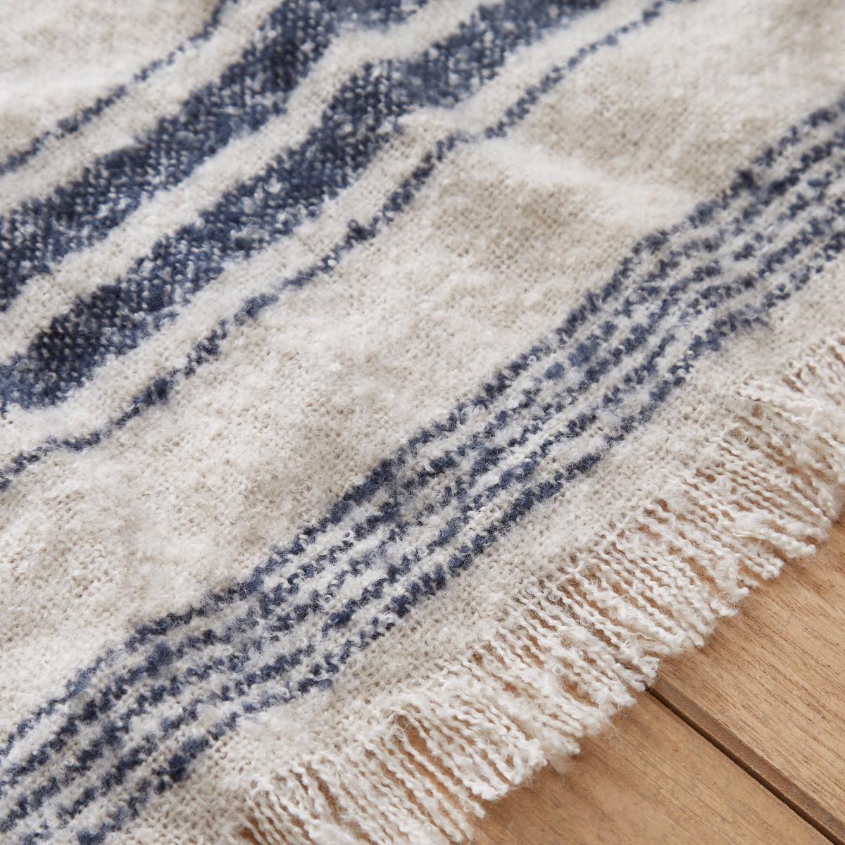 Stripe Boucle Navy Throw Navy – image 4