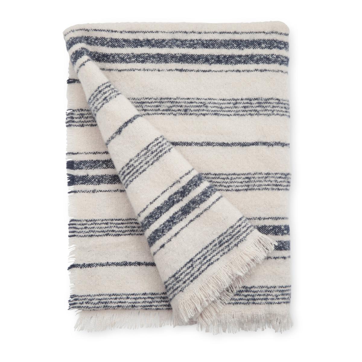 Stripe Boucle Navy Throw Navy – image 5