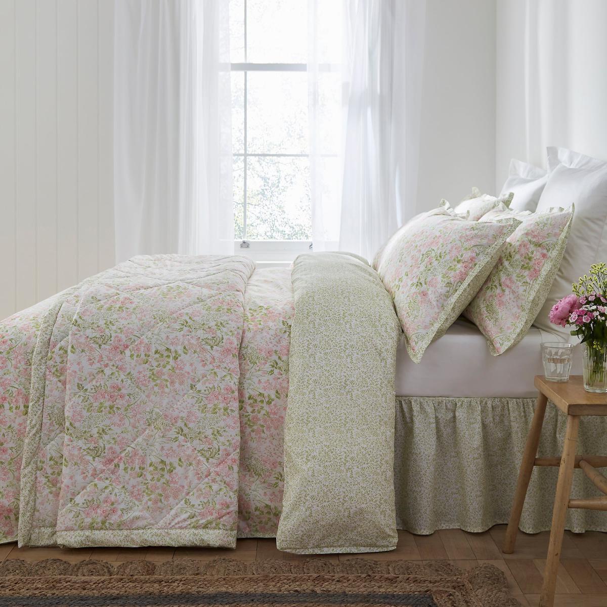 Dorma Darcy 100% Cotton Percale Bedspread Pink – image 3