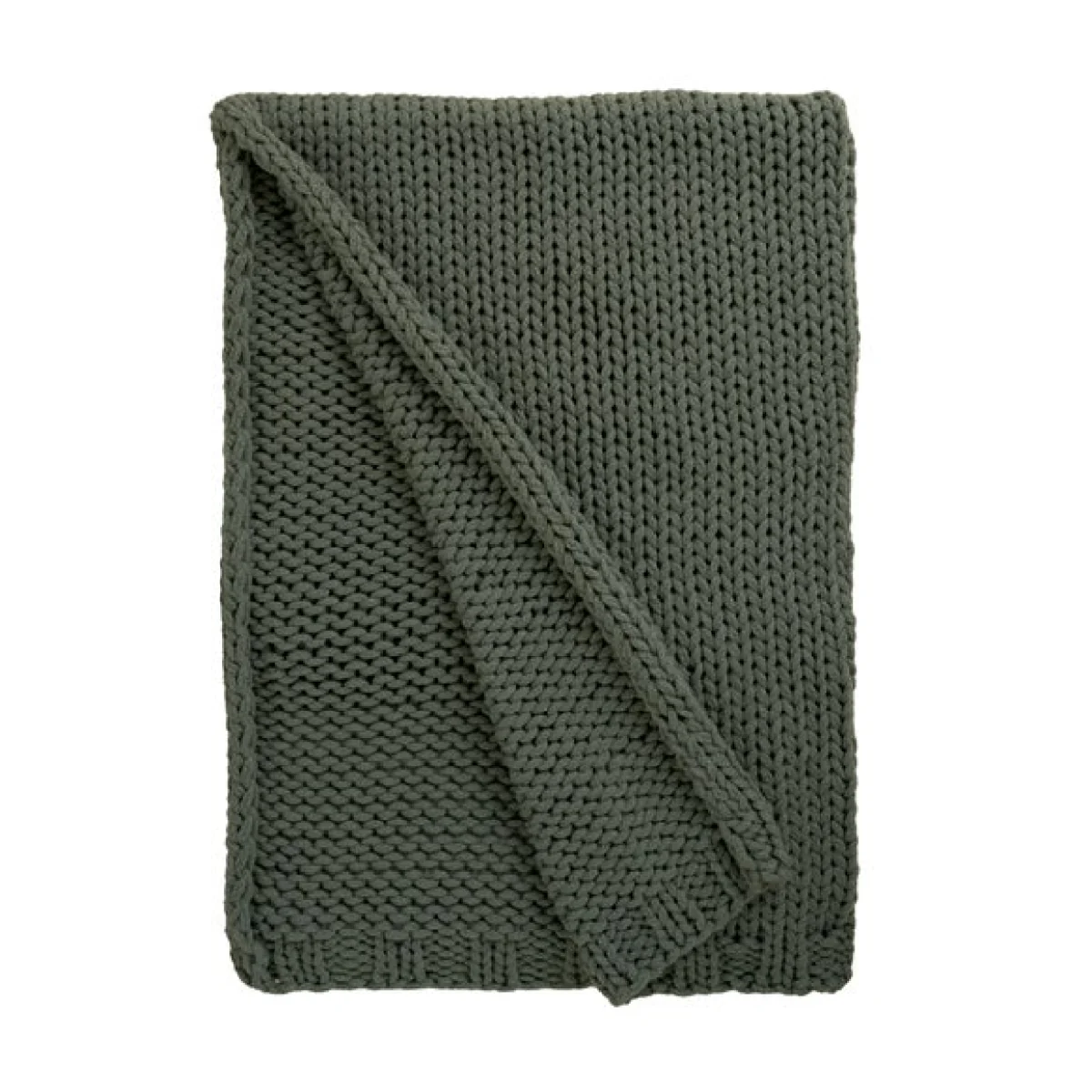 Chunky Knit Recycled Throw 130cm x 170cm Bottle (Green) – image 4