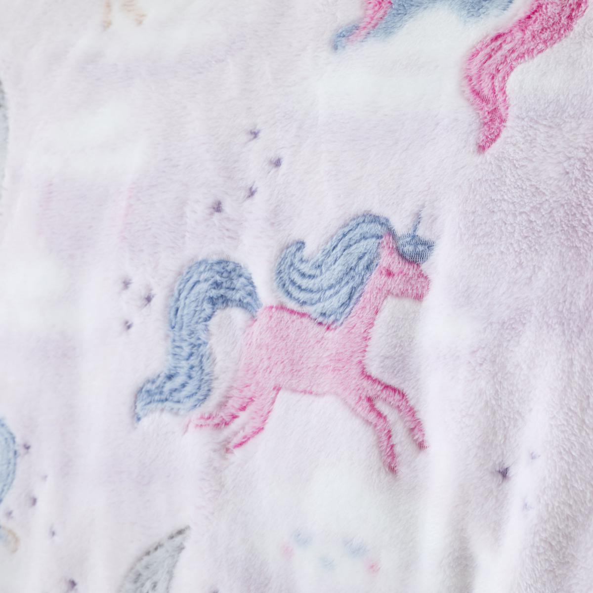 Catherine Lansfield Pink Unicorn Dreams Glow In The Dark Throw Pink, Blue and White – image 2