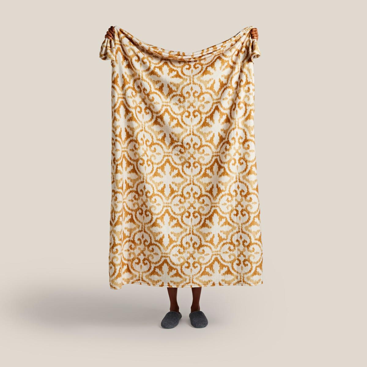 Printed Fleece Sitara 130x160cm Throw Old Gold Old Gold – image 5