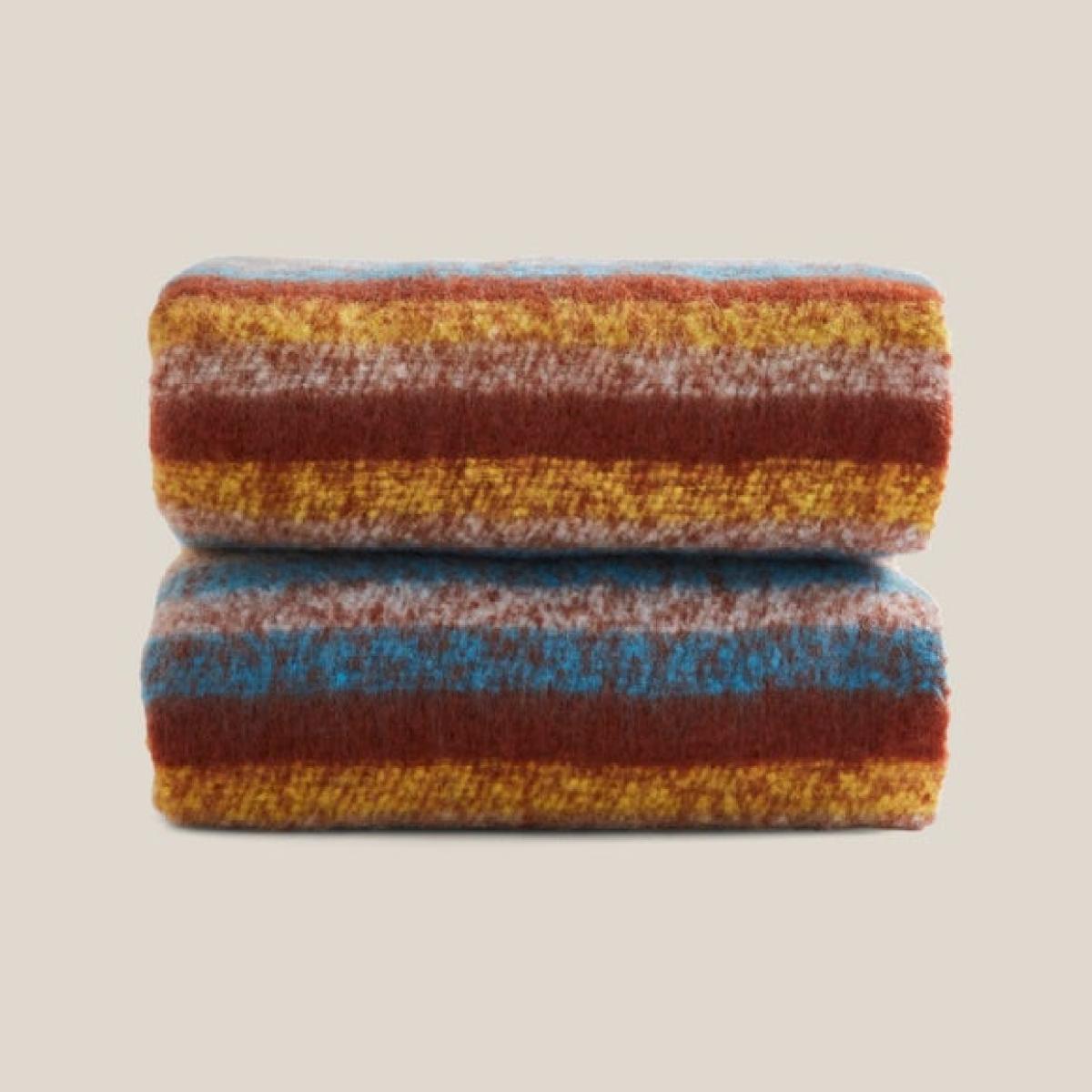 Ombre Narrow Stripe Mohair Throw Blanket, 130cm x 180cm – image 3