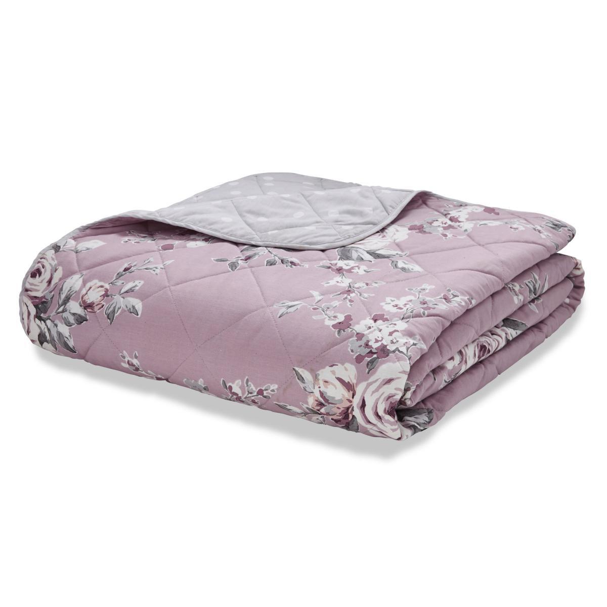 Catherine Lansfield Canterbury Bedspread Purple, Grey and White – image 2