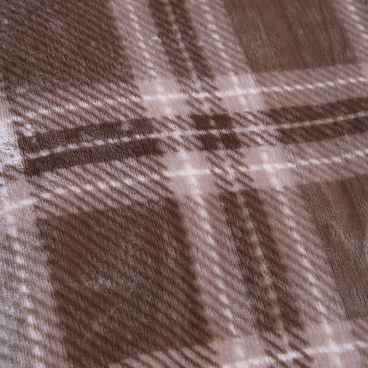 Checked Reverse Sherpa Fleece Natural Throw Natural – image 2
