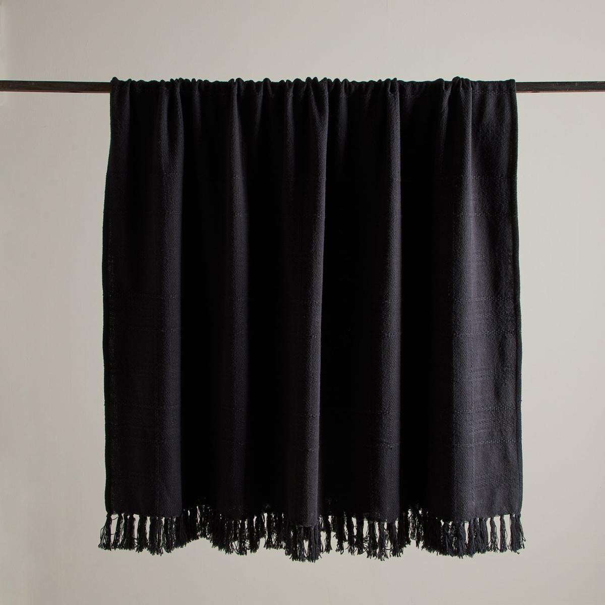 Black Cotton Flex Check Throw Black – image 2