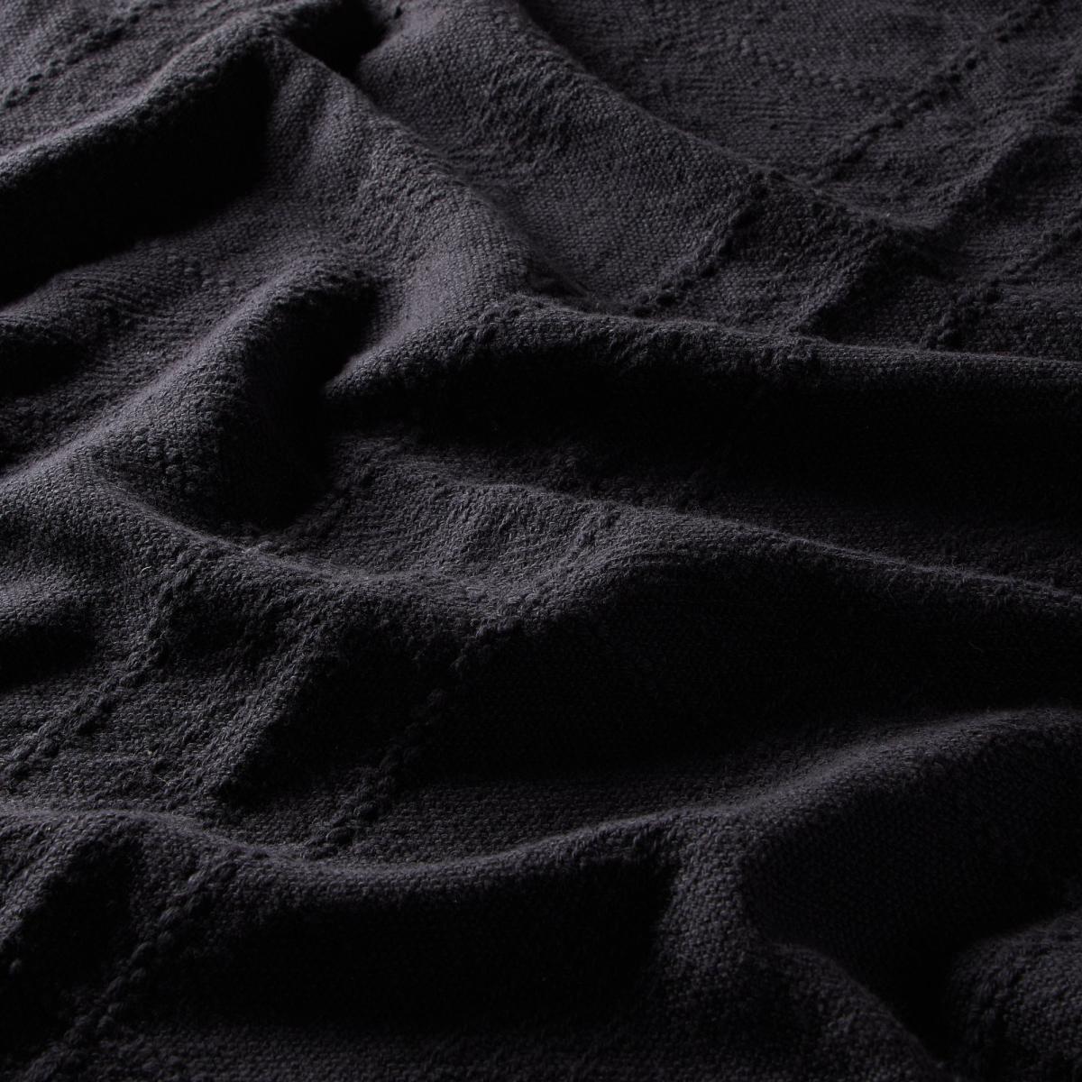 Black Cotton Flex Check Throw Black – image 3