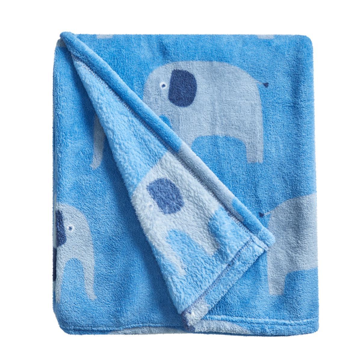 Elephant Fleece Blanket Light Blue – image 3