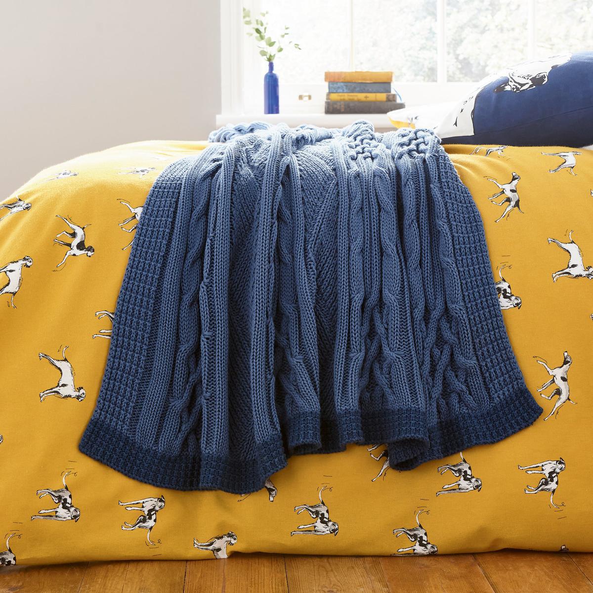 Joules Costal Cable Blue Throw Blue – image 2