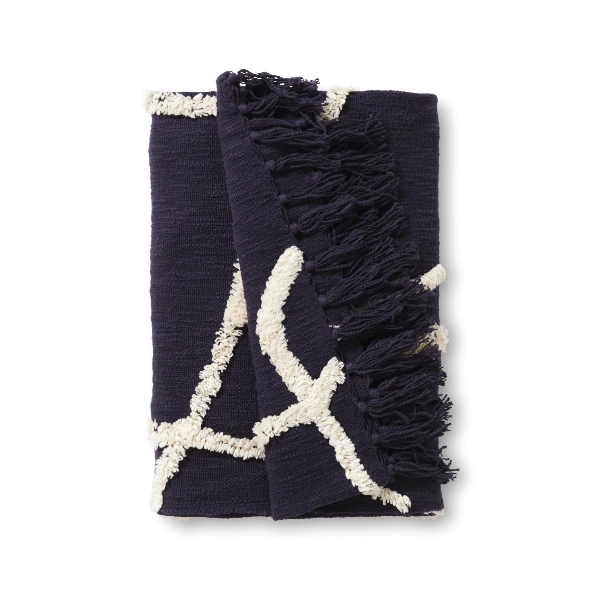 Elements Paco Tufted 130cm x 180cm Throw Navy Blue/White – image 2