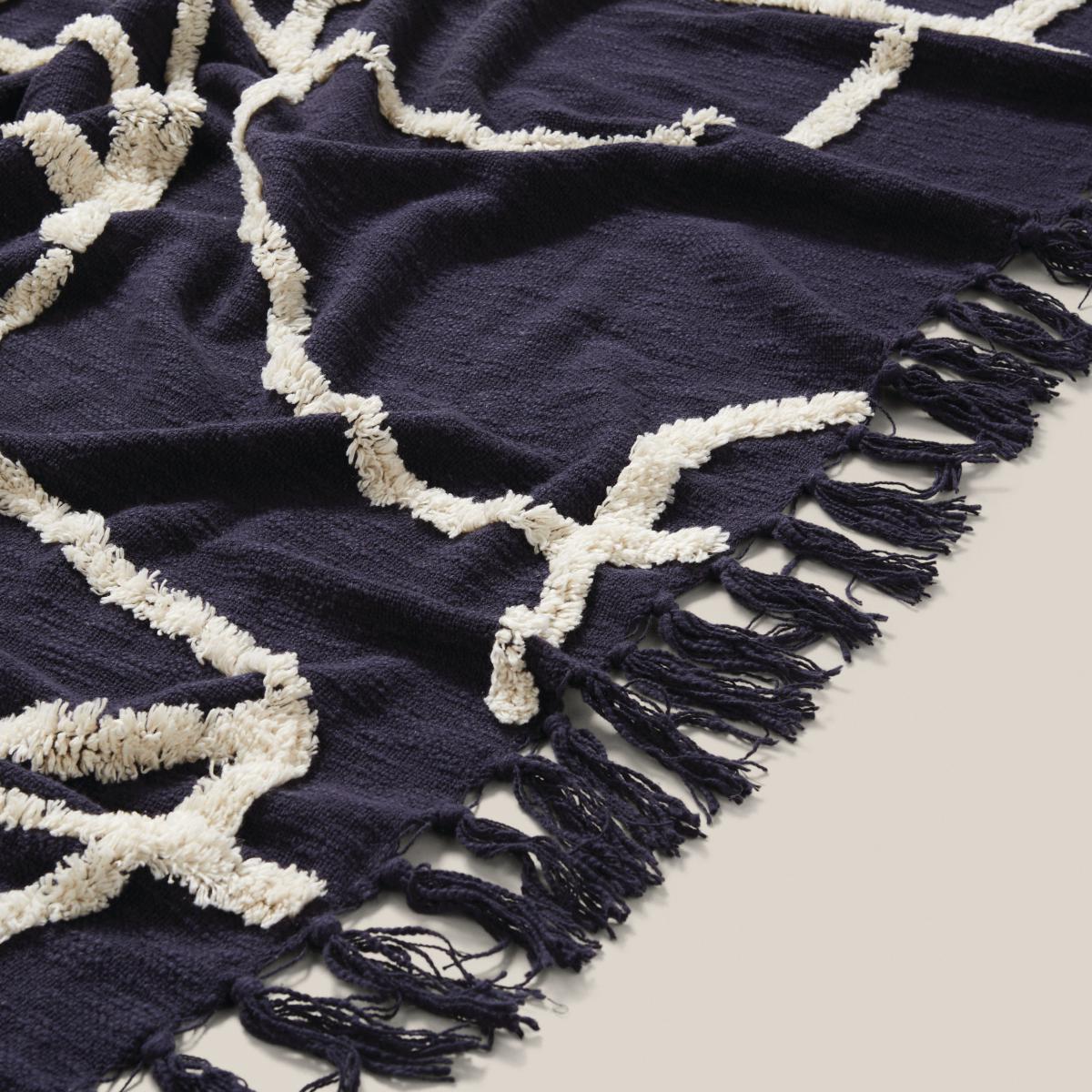 Elements Paco Tufted 130cm x 180cm Throw Navy Blue/White – image 4