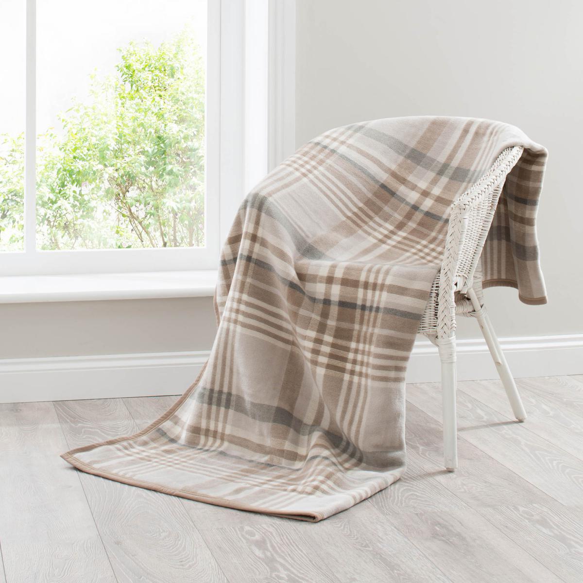 Thermosoft Plaid Check Natural Throw Natural – image 2