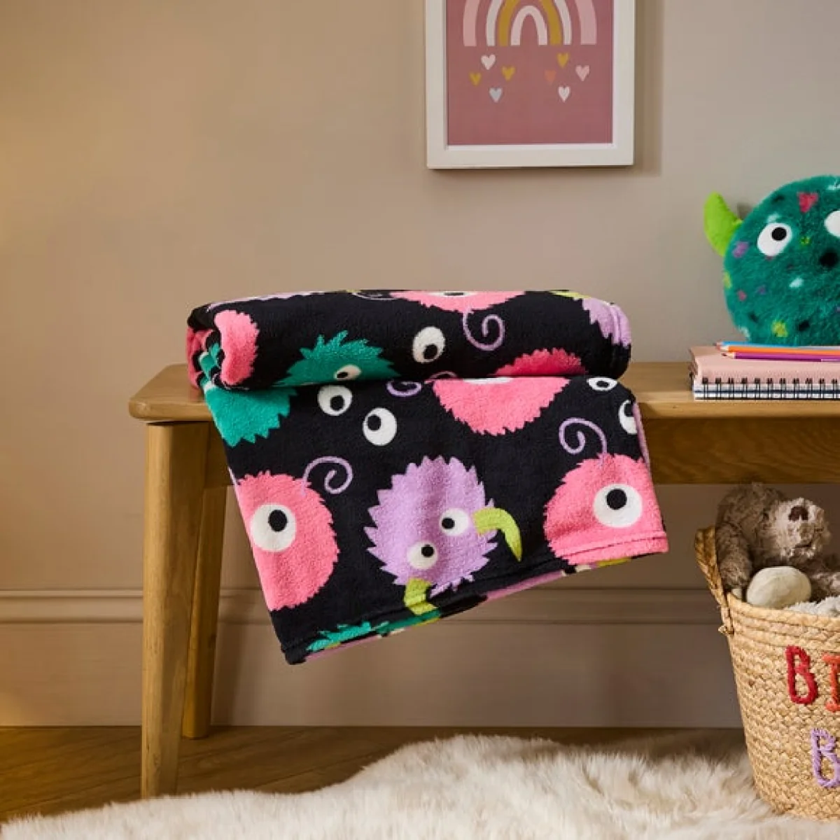 Rory the Monster Printed Fleece 170cm x 130cm Throw Blanket – image 1