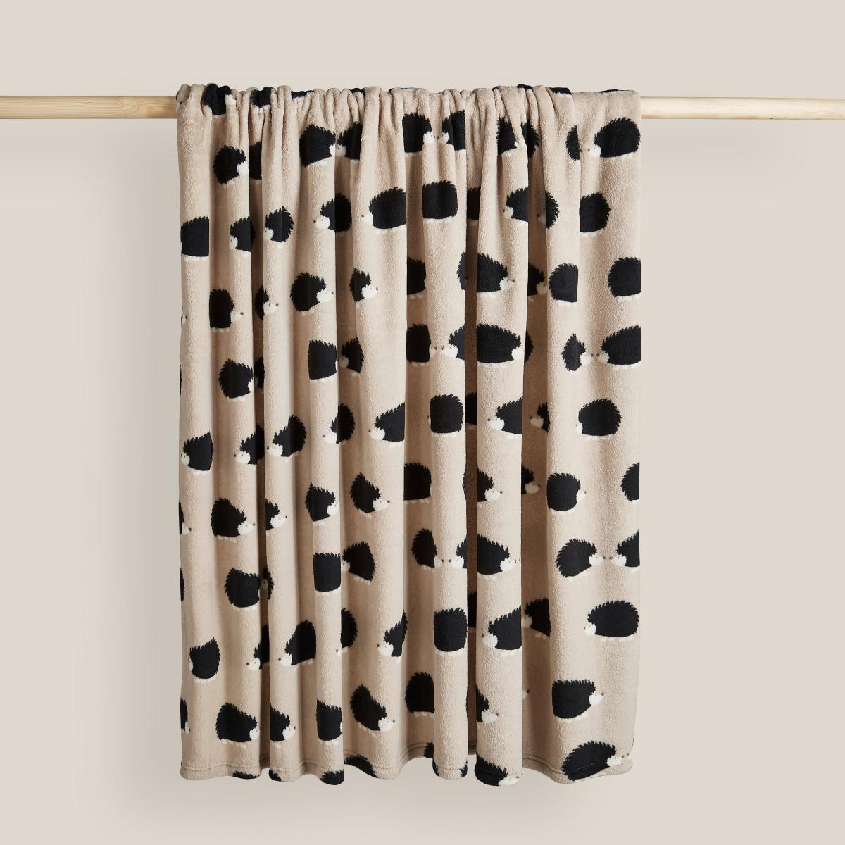 Hattie the Hedgehog Printed Throw Brown/Black/White – image 2