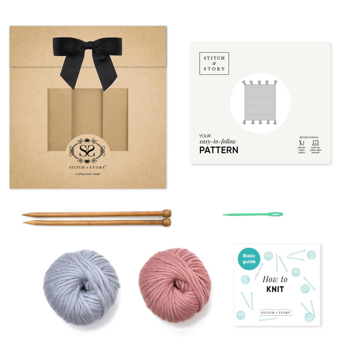 Chunky Tassel Throw Blanket Knitting Kit – image 3