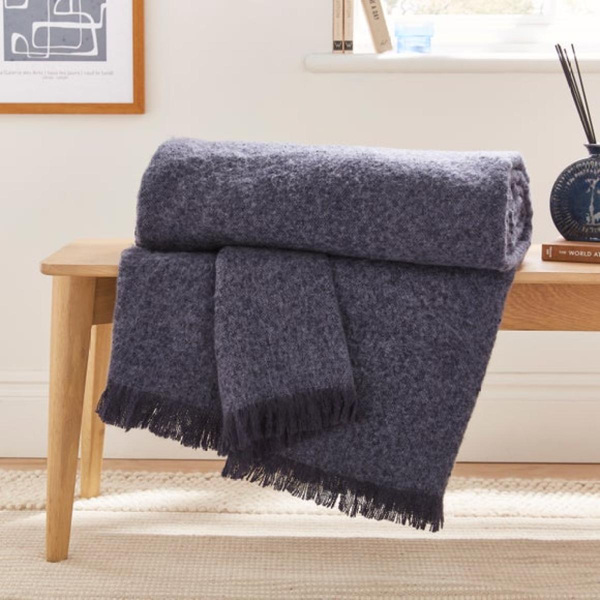 Ridley Marl Faux Mohair Throw Blanket 235cm x 235cm – image 1