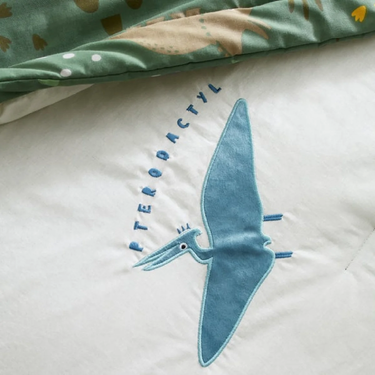 Dinosaur Quilted Bedspread Green – image 2