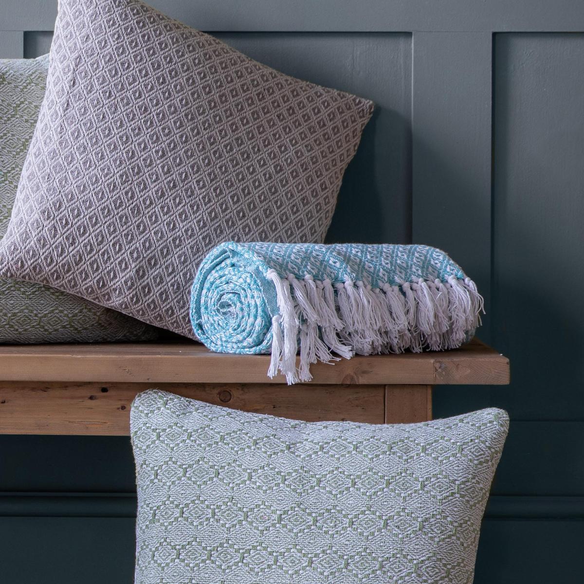 Simply Green Recycled Cotton Geometric Throw Blue – image 2