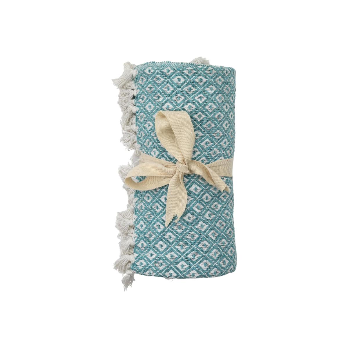 Simply Green Recycled Cotton Geometric Throw Blue – image 1