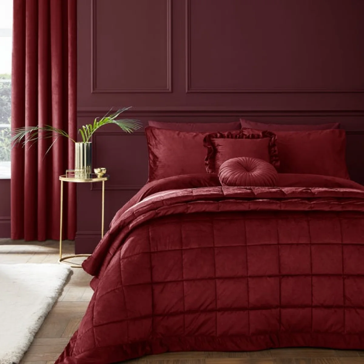 Catherine Lansfield Kingsley Matt Velvet Quilted Bedspread – image 1