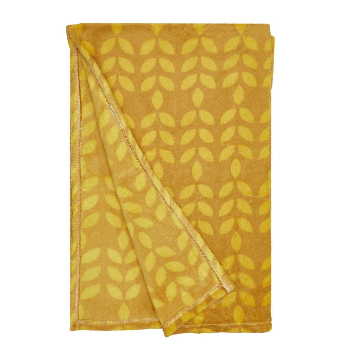Modern Leaves Ochre Throw 130x170cm Ochre – image 2