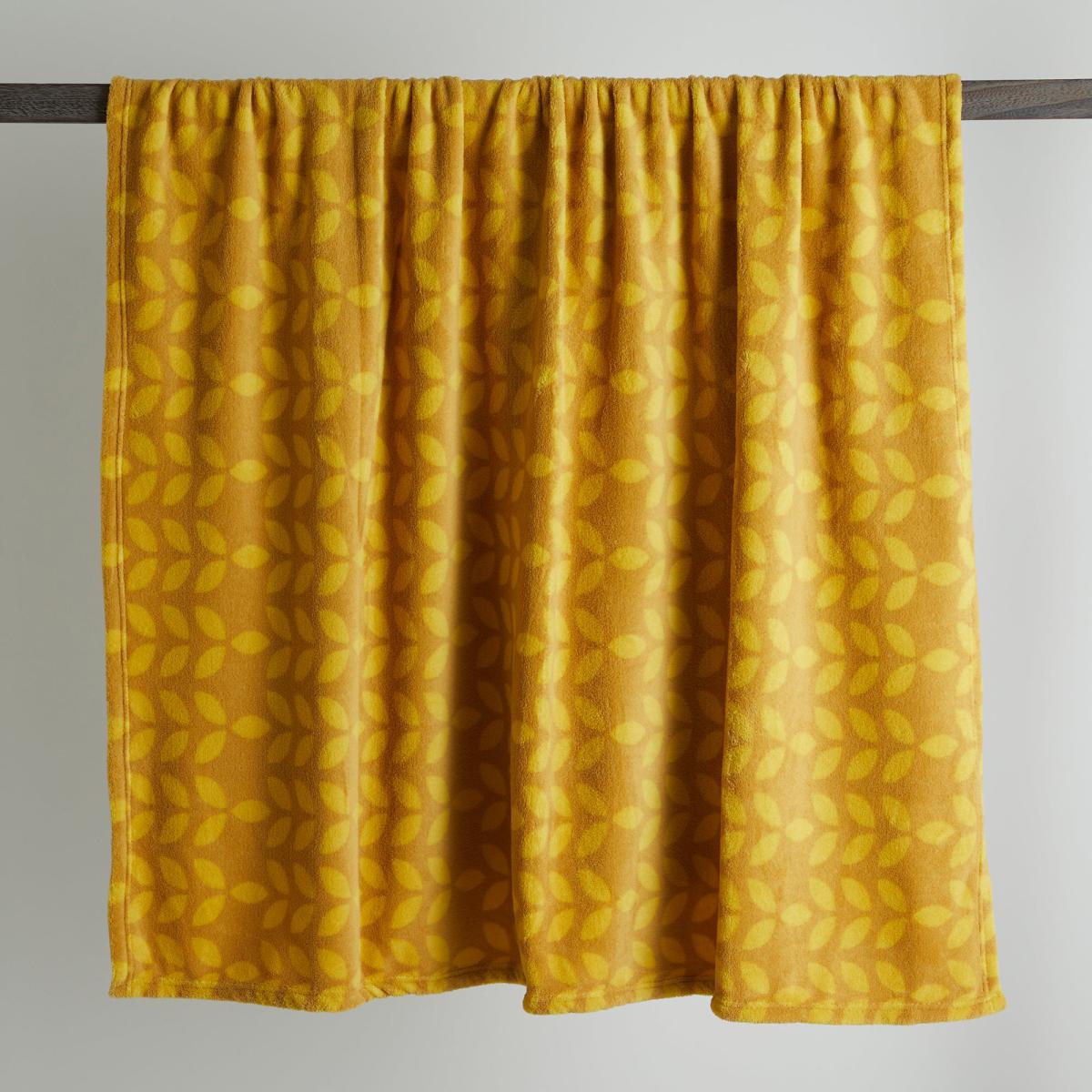 Modern Leaves Ochre Throw 130x170cm Ochre – image 5