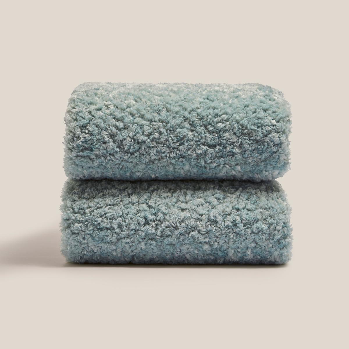 Wool Look Throw Blue – image 3