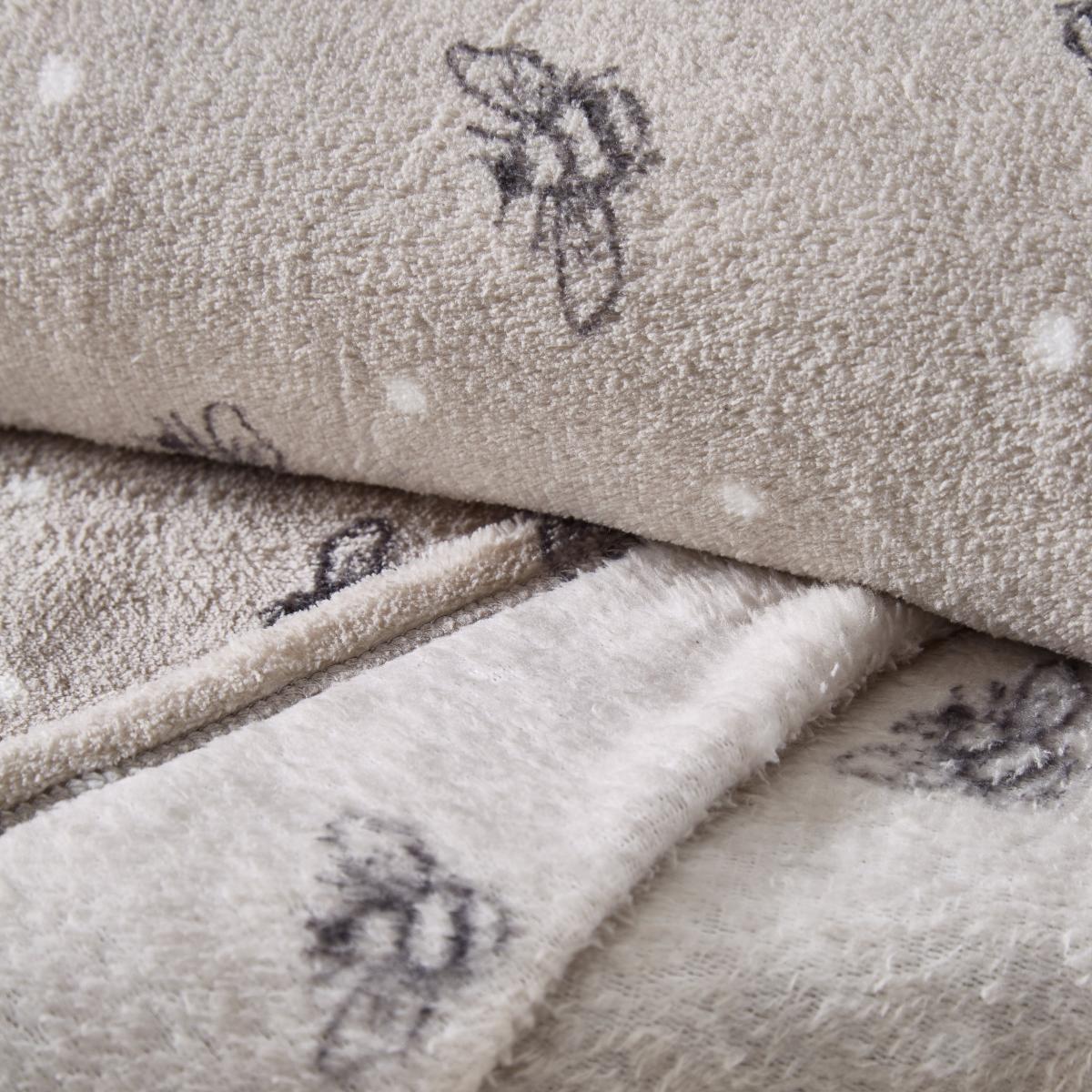 Printed Fleece Bee 130x170cm Throw Brown/Black/White – image 3