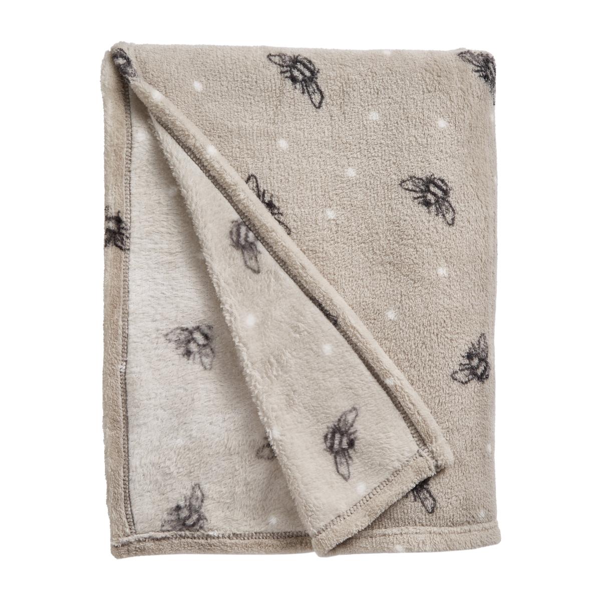 Printed Fleece Bee 130x170cm Throw Brown/Black/White – image 4